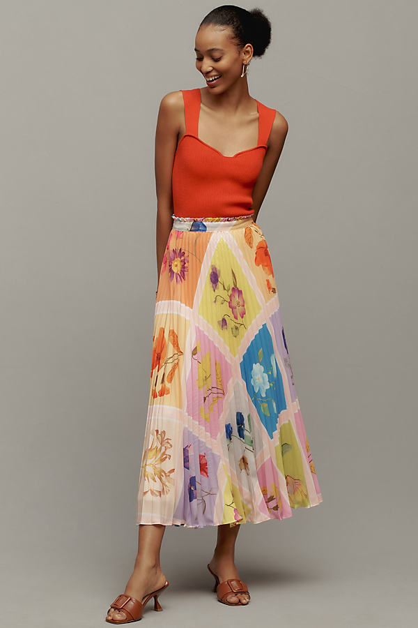 Maeve The Isobel Silky Pleated Skirt By  In Multicolor
