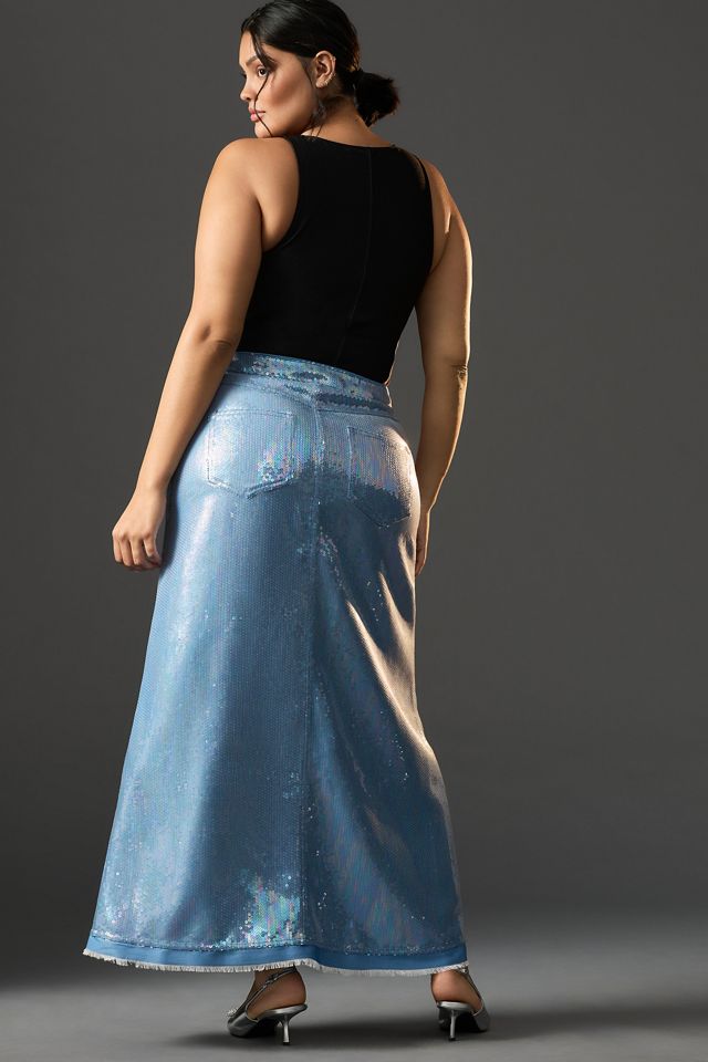 Pilcro Sequin Denim Maxi Skirt #9