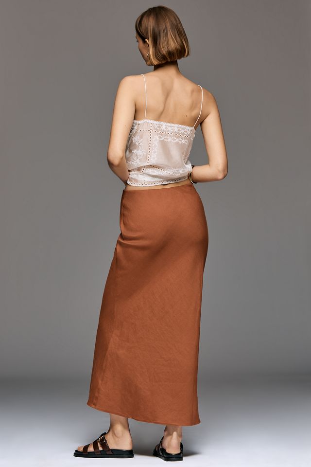 By Anthropologie Tilda Linen Blend Maxi Slip Skirt #2
