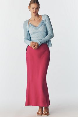 By Anthropologie Tilda Linen Blend Maxi Slip Skirt