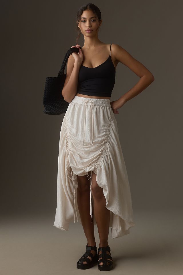 Ruched drawstring clearance skirt