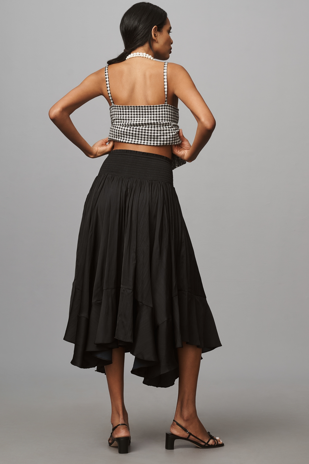 By Anthropologie Smocked-Waist Asymmetrical Skirt