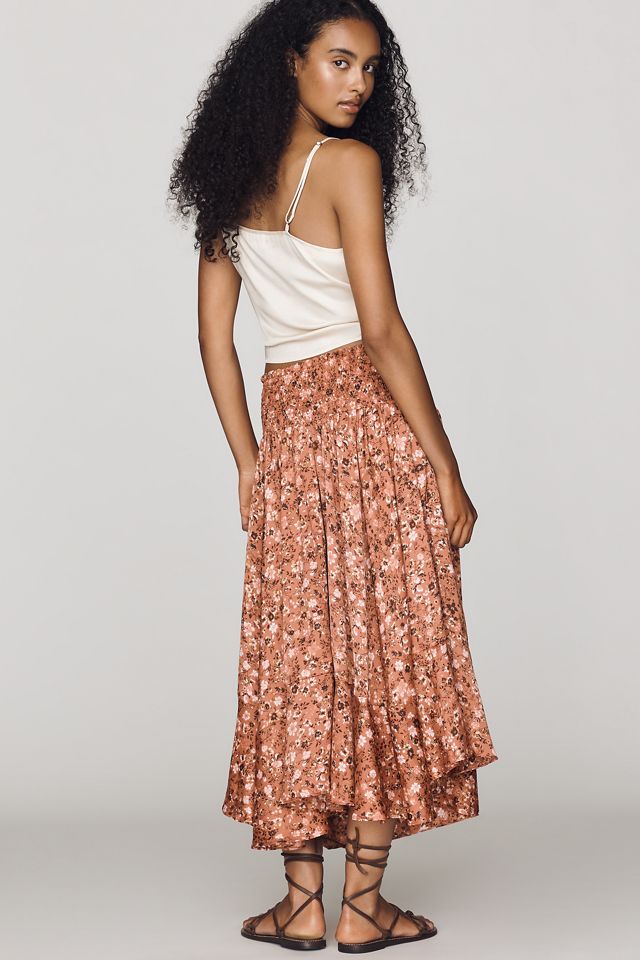 By Anthropologie Smocked-Waist Asymmetric Skirt #2