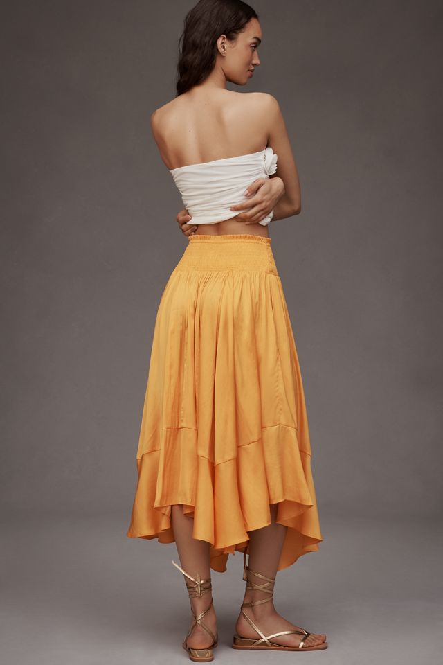 By Anthropologie Smocked-Waist Asymmetric Skirt #2