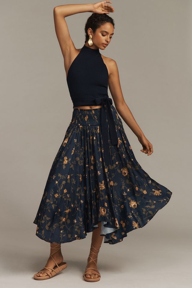 By Anthropologie Smocked Waist Asymmetrical Skirt Anthropologie UK