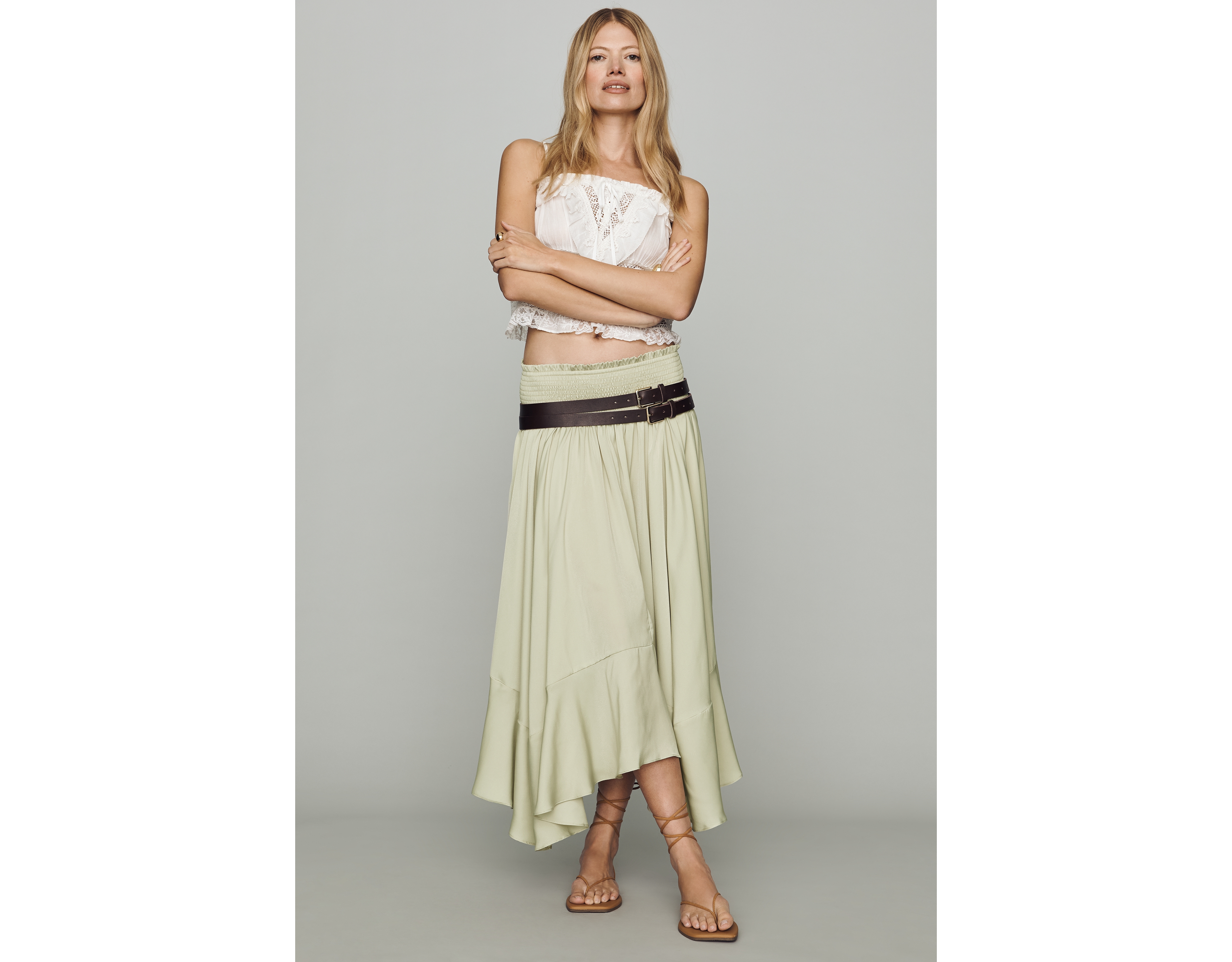 By Anthropologie Winslow Handkerchief Hem Midi Skirt