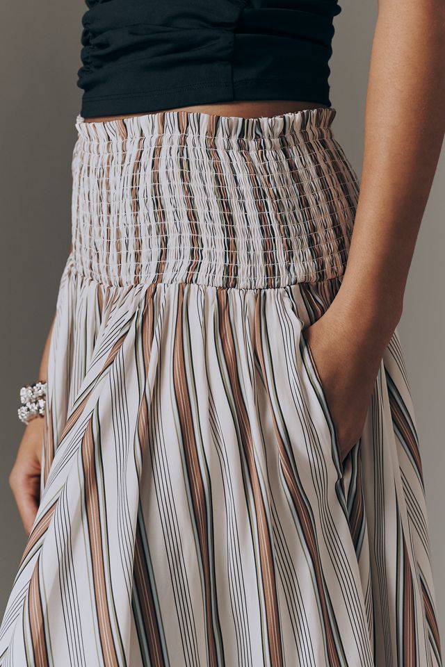 By Anthropologie Smocked-Waist Asymmetric Skirt | Anthropologie