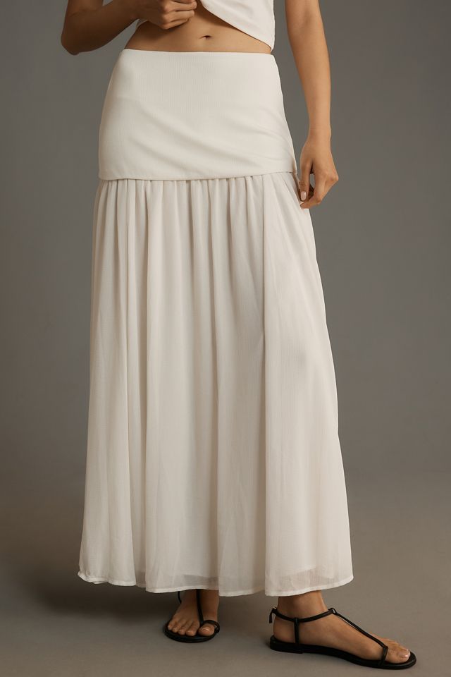 By Anthropologie Dropped Yoke-Waist Maxi Skirt