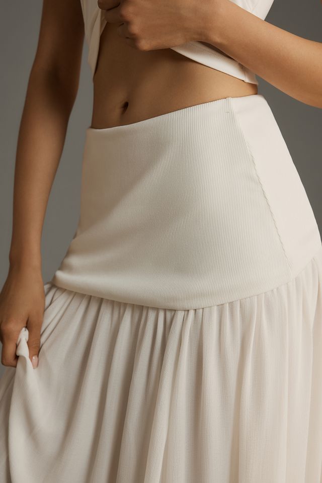 By Anthropologie Dropped Yoke-Waist Maxi Skirt