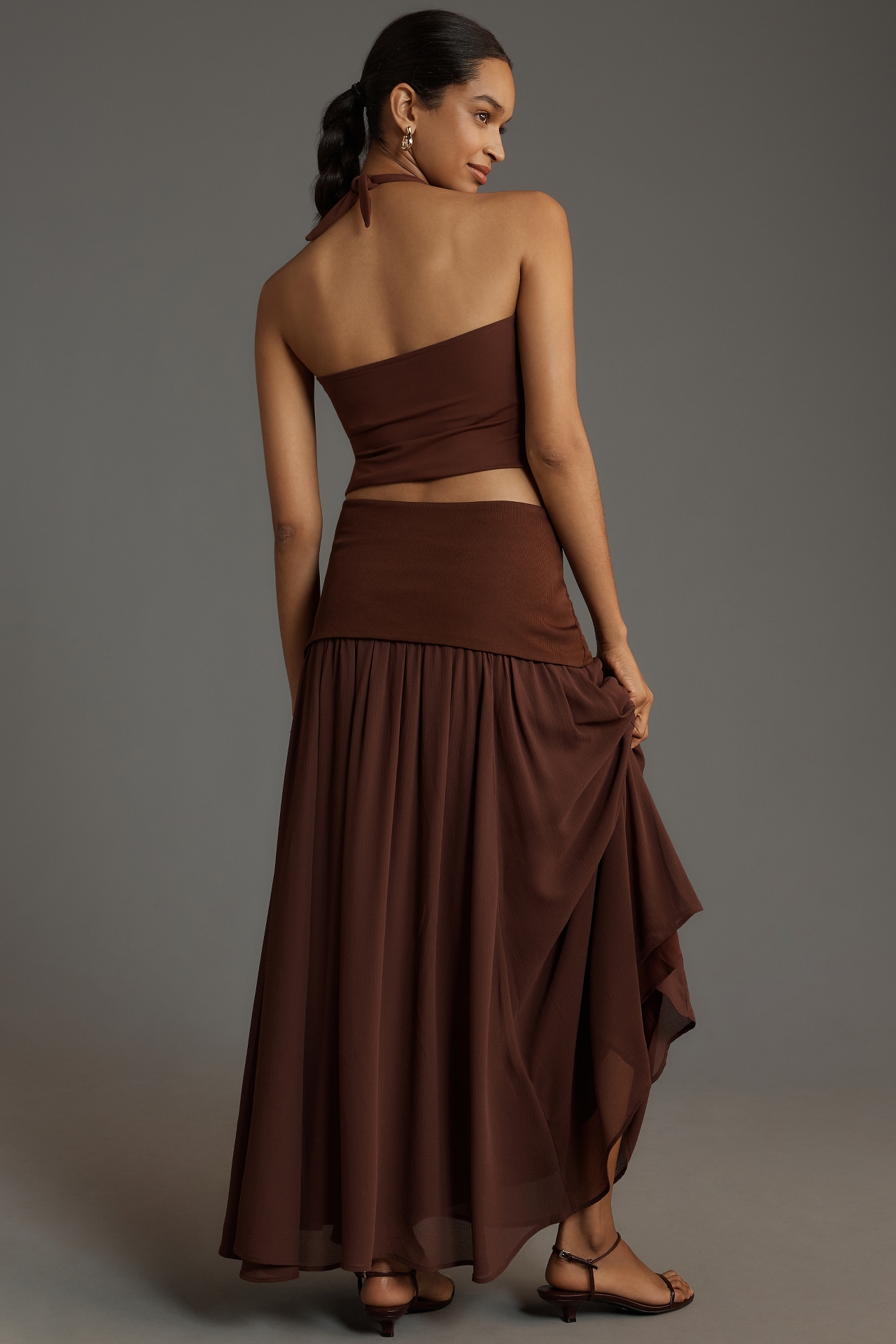 By Anthropologie Dropped Yoke-Waist Maxi Skirt