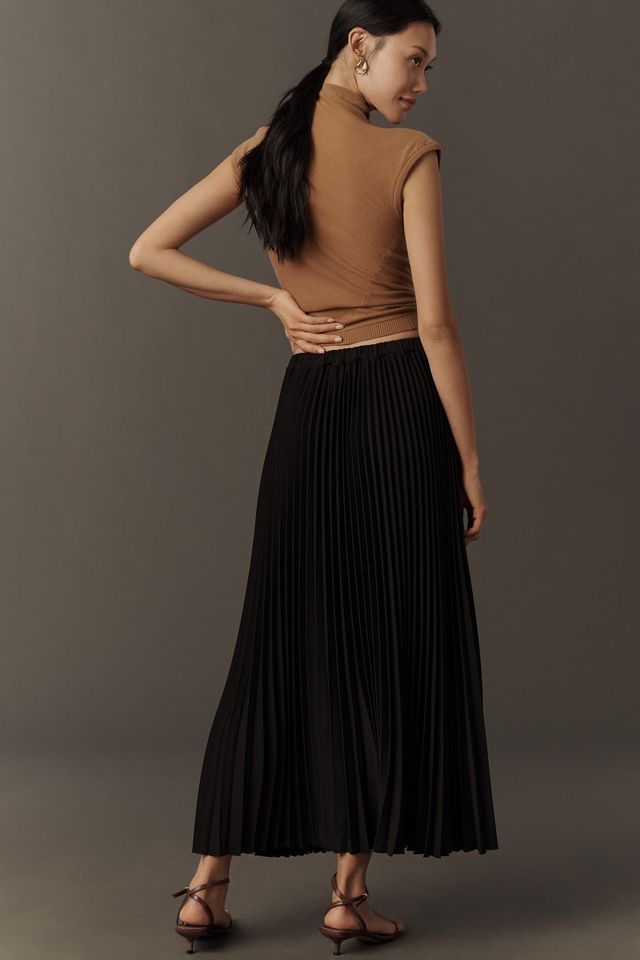 Maeve Pleated Button-Front Maxi Skirt #1