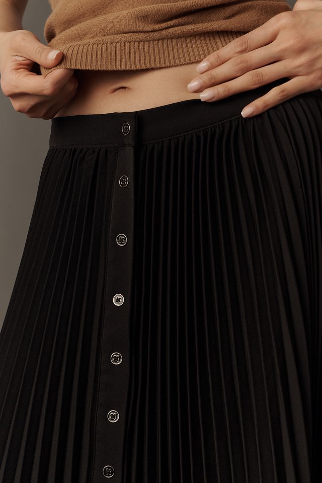Maeve Pleated Button-Front Maxi Skirt #3