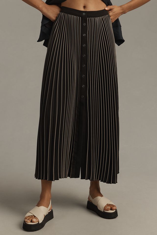 Maeve Pleated Button-Front Maxi Skirt #1