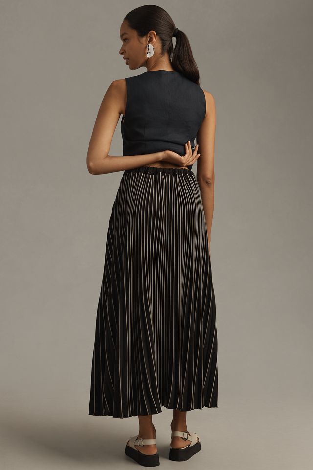 Maeve Pleated Button-Front Maxi Skirt #2
