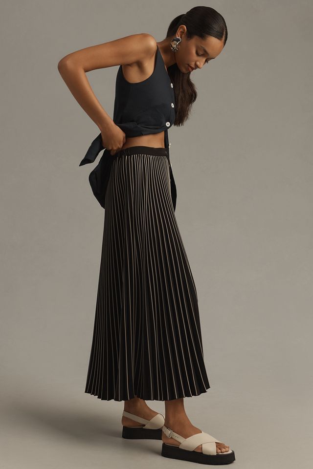 Maeve Pleated Button-Front Maxi Skirt #3
