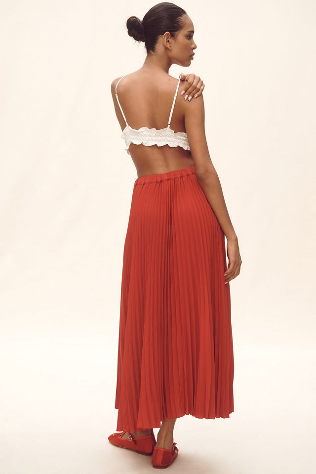 Maeve Striped Sheer Maxi Skirt and Knit Cropped Tube Top Co- ords Set