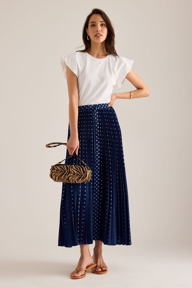 Maeve Pleated Button-Front Maxi Skirt #5