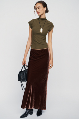 By Anthropologie Tilda Velvet Slip Maxi Skirt by Anthropologie