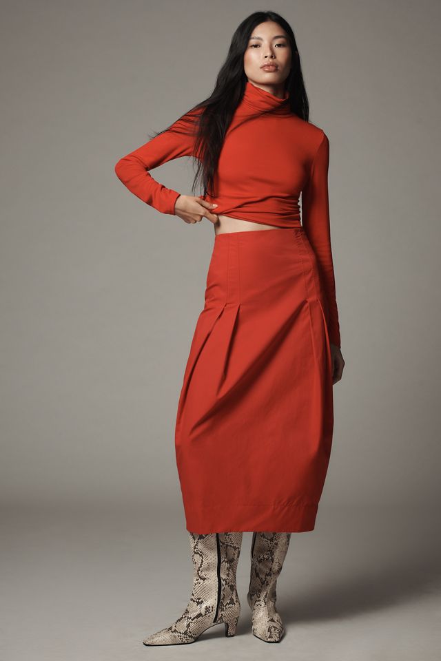 Maeve Sculpted Bow Midi Skirt #2