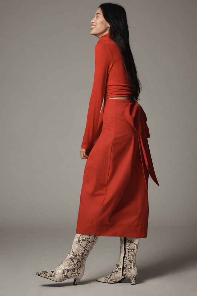 Maeve Sculpted Bow Midi Skirt #3