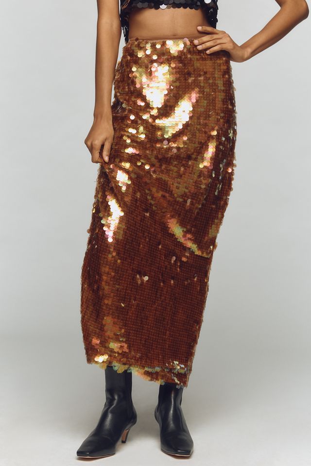 Maeve Iridescent Sequin Maxi Skirt #3