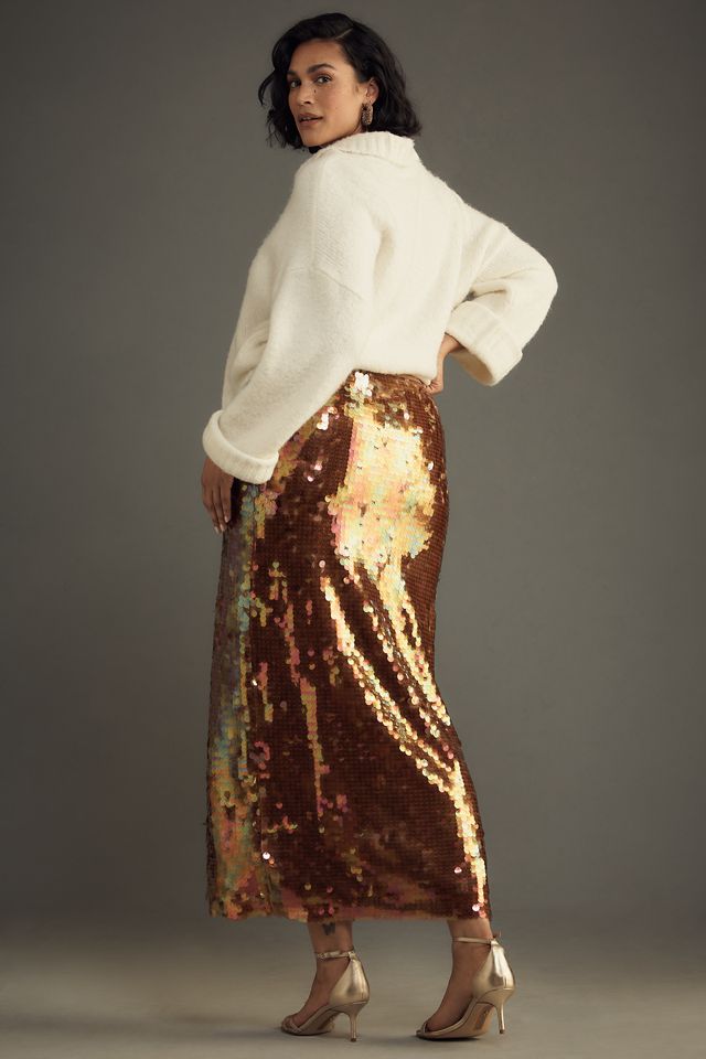 Maeve Iridescent Sequin Maxi Skirt #8