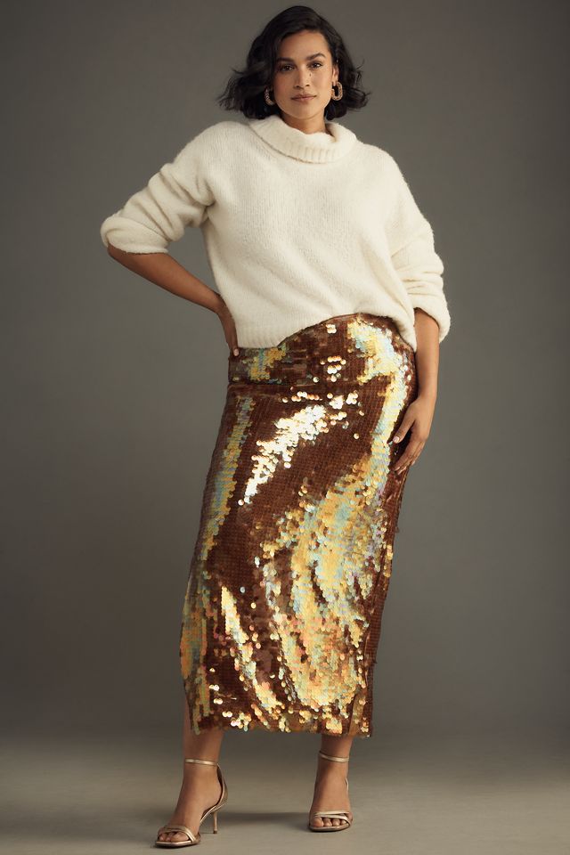 Maeve Iridescent Sequin Maxi Skirt #6