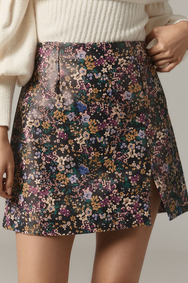 Maeve Faux-Leather Side-Slit Micro Mini Skirt | Anthropologie