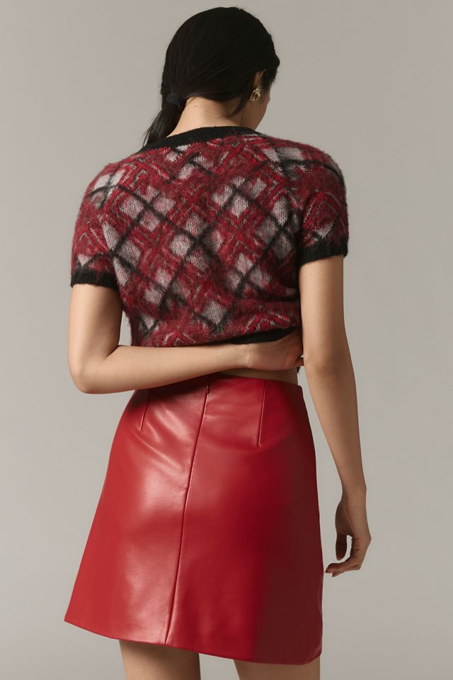 Maeve Faux-Leather Side-Slit Micro Mini Skirt #2