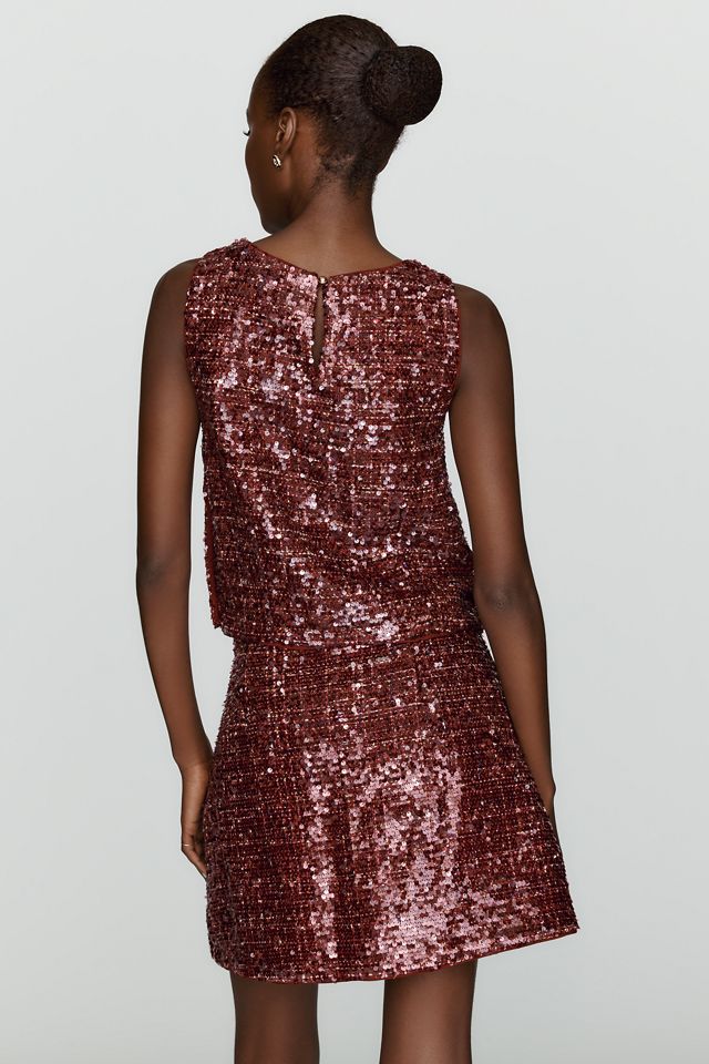 Maeve Sequin Tweed Mini Skirt #2