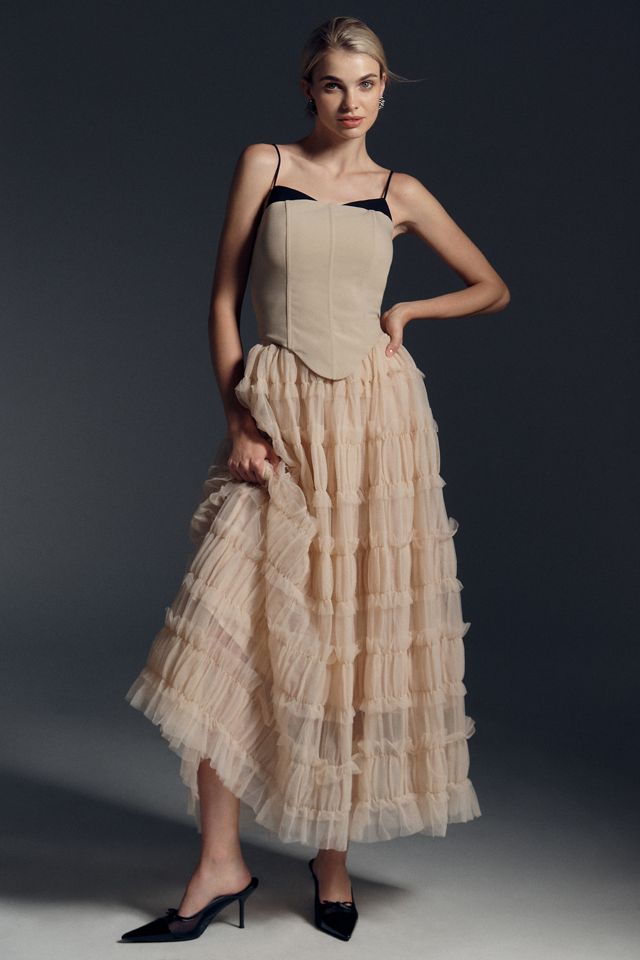 Gonna Lunga in Tulle Arricciato By Anthropologie #4