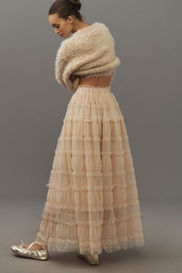 By Anthropologie Shirred Tulle Maxi Skirt #2