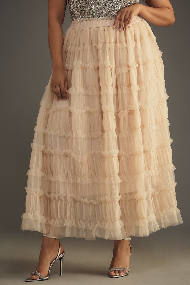 By Anthropologie Shirred Tulle Maxi Skirt #5
