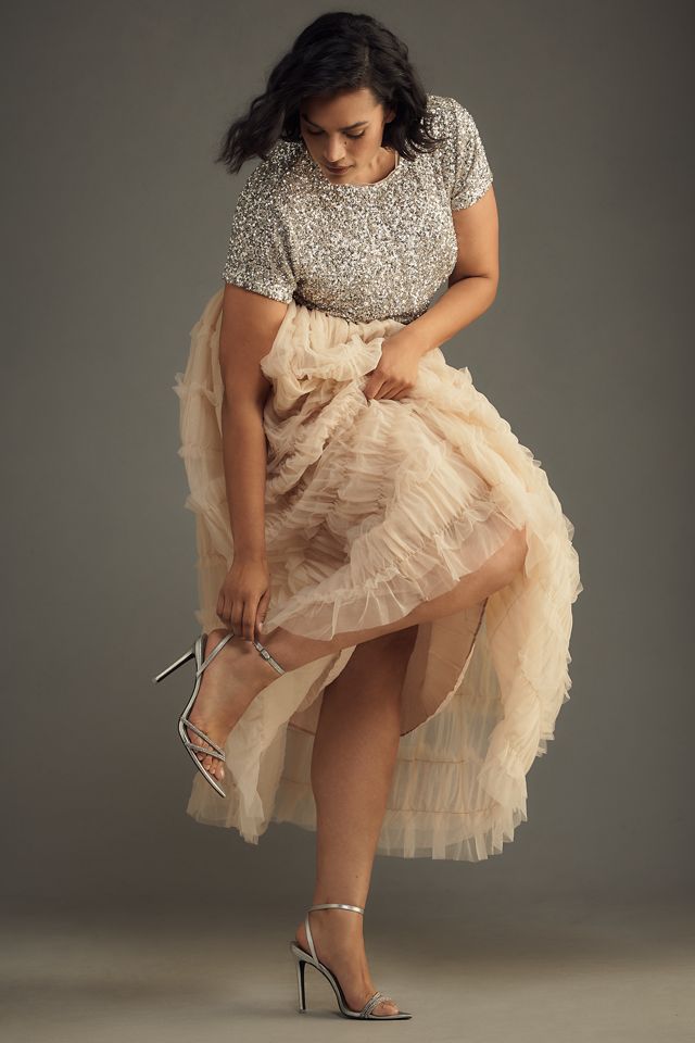 By Anthropologie Shirred Tulle Maxi Skirt #7