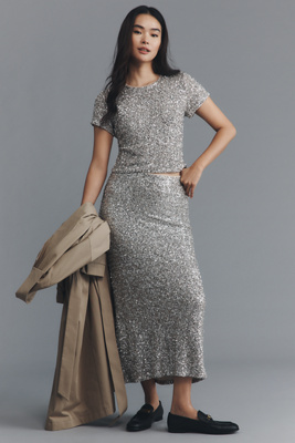By Anthropologie The Tilda Maxi Slip Skirt: Sequin Edition In Multi