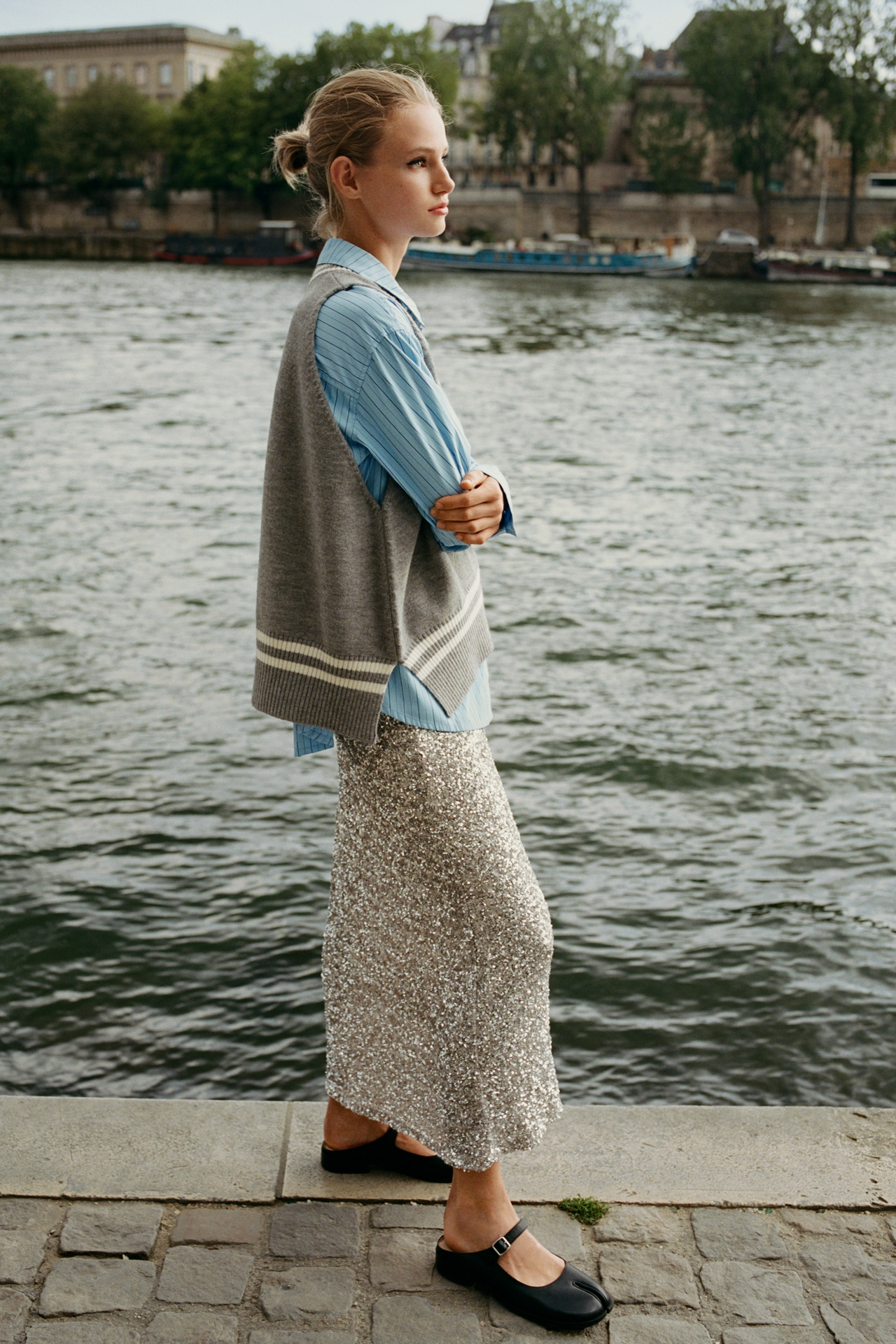The Tilda Sequin Maxi Slip Skirt
