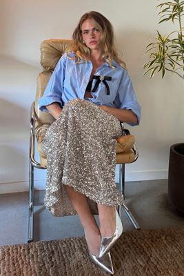 The Tilda Sequin Maxi Slip Skirt