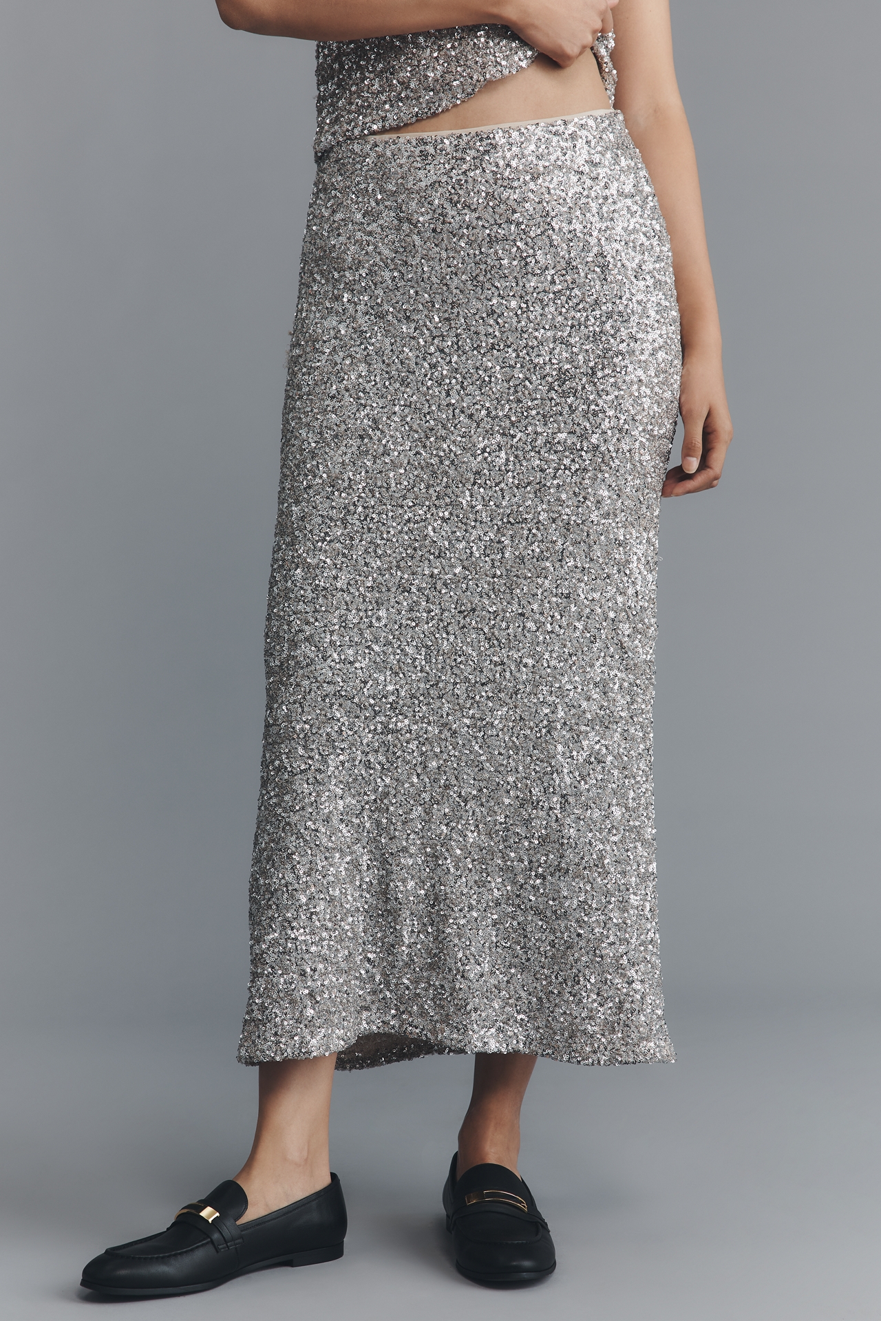 The Tilda Sequin Maxi Slip Skirt