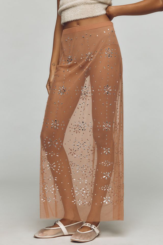By Anthropologie Crystal Sheer Maxi Skirt #3