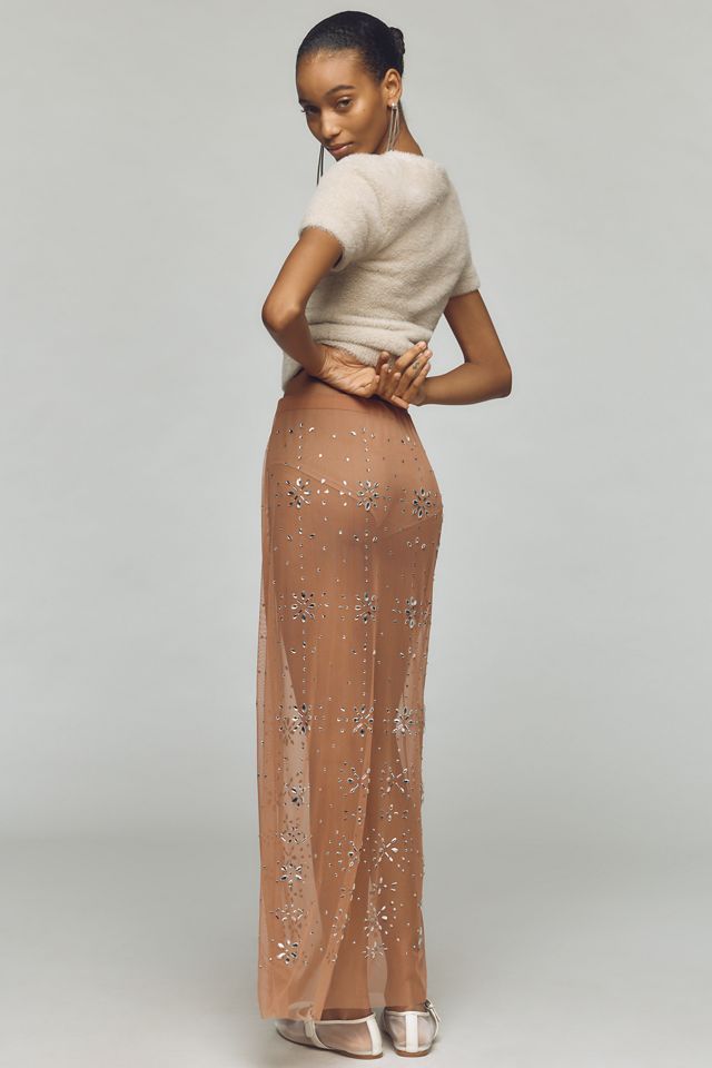 By Anthropologie Crystal Sheer Maxi Skirt #4