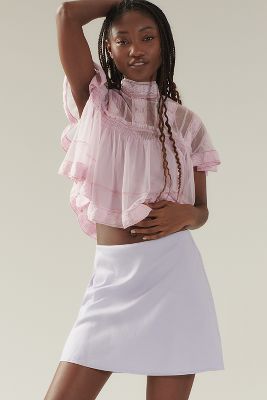 The Tilda Mini Slip Skirt: Linen Edition par en Purple taille: XS - By Anthropologie - Modalova