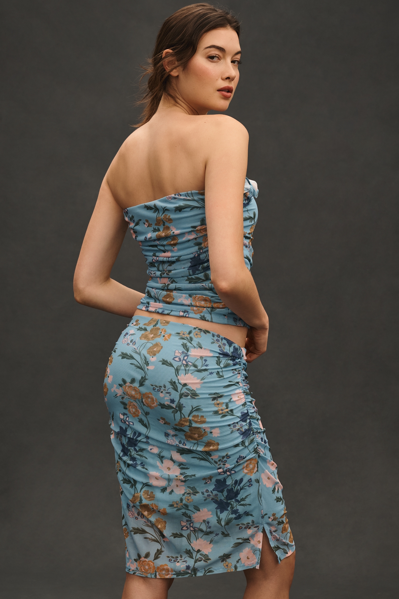 Maeve Printed Mesh Knee-Length Skirt