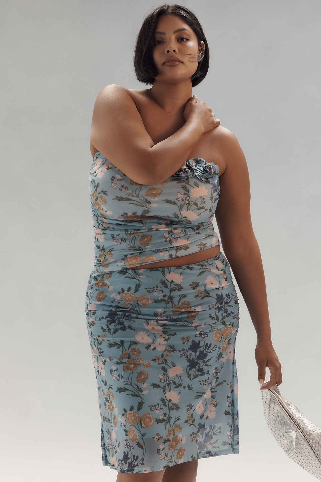 Maeve Printed Mesh Knee-Length Skirt