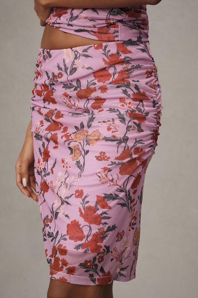 Maeve Printed Mesh Knee-Length Skirt #1