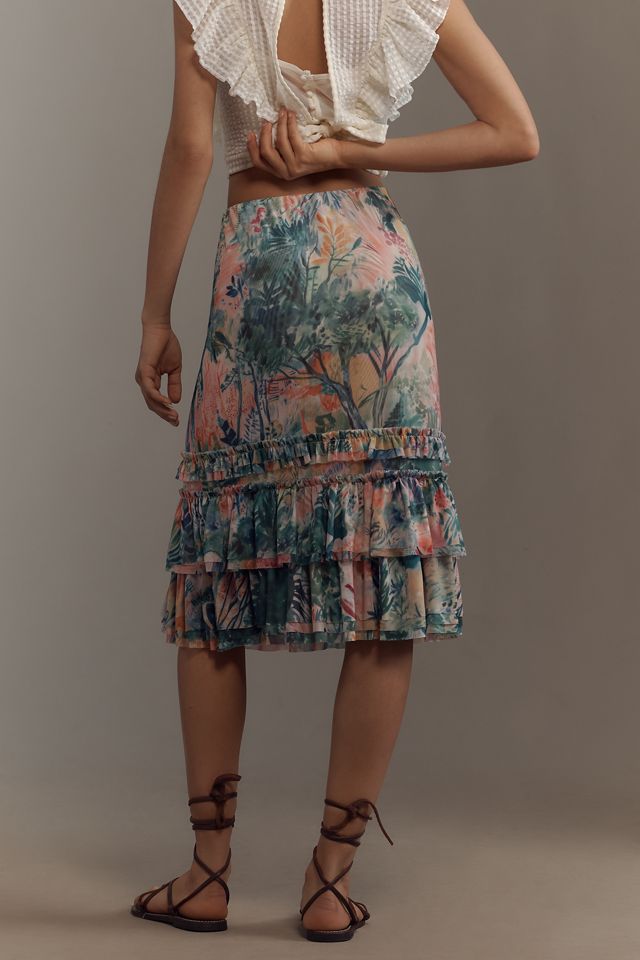Maeve Ruffled Mesh Midi Skirt #3