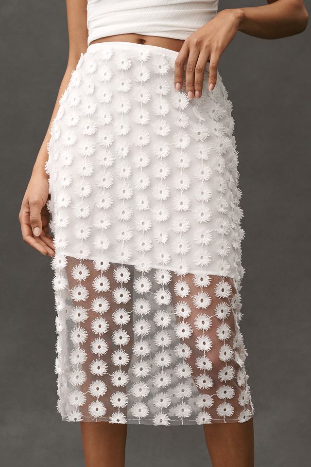 By Anthropologie 3D Texture Sheer Slip Midi Skirt #1