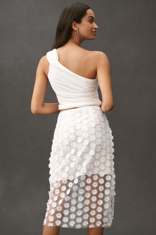 By Anthropologie 3D Texture Sheer Slip Midi Skirt #3
