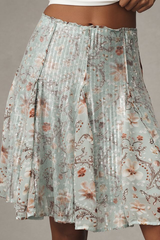 By Anthropologie Sequin Siren Godet Knee-Length Skirt #1