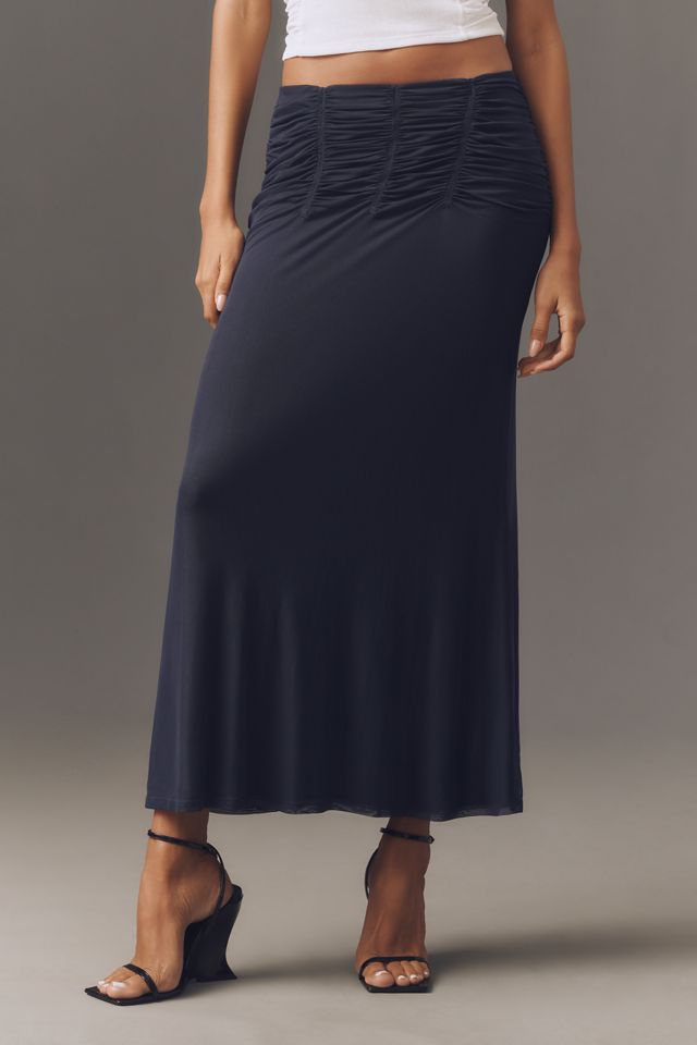 Maeve Ruched Yoke Column Maxi Skirt #1