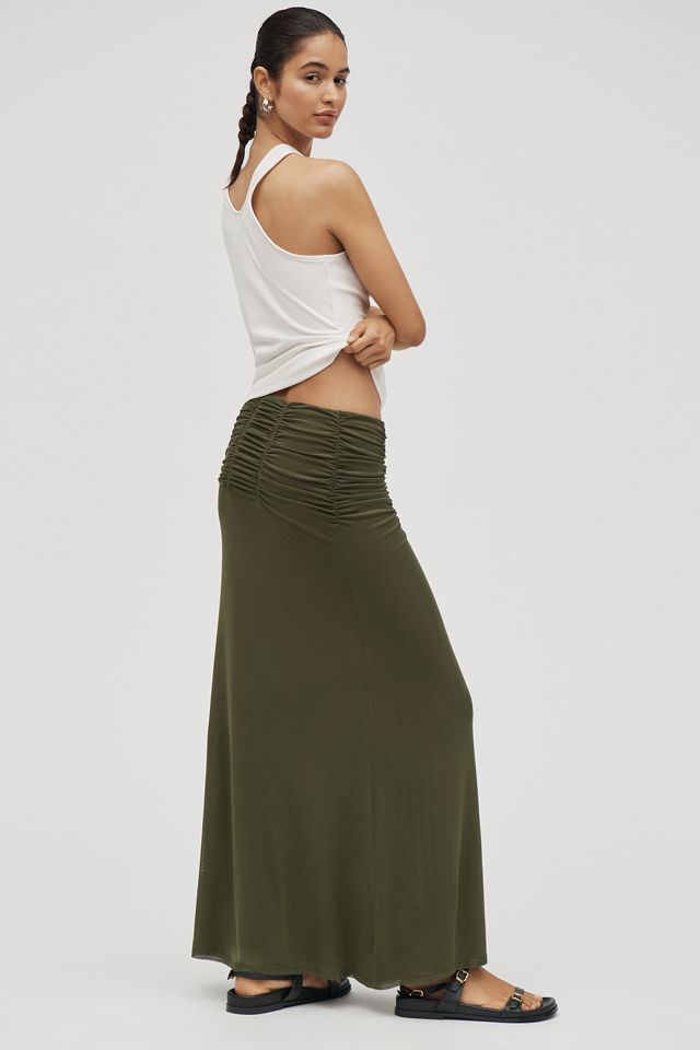Maeve Ruched Yoke Column Maxi Skirt #3